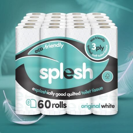 Splesh Toilet Roll. Soft & Quilted Eco-Friendly. White. 60 Rolls